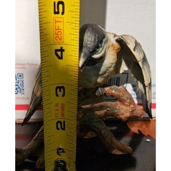 Vintage Antique Hachiro Goto Original Porcelain Chickadee Bird Figurine Japan 5" - Picture 10 of 10